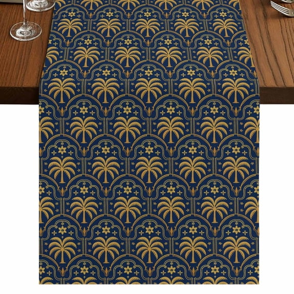 Table Runners 90 Inches Long Dress Scarves, Yellow Palm Trees Farmhouse Coffee/Dining/Kitchen Table Runner for Living Room, Summer Tropical Coconut Trees Vintage 13x90 Inch