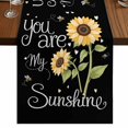 thumbnail image 1 of Table Runners 90 Inches Long Dress Scarves, You Are My Sunshine Farmhouse Coffee/Dining/Kitchen Table Runner for Living Room, Yellow Sunflowers Cute Bees Heart Black 13x90 Inch, 1 of 9