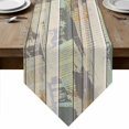 thumbnail image 1 of Table Runners 90 Inches Long, Farmhouse Cotton Linen Kitchen Dining Coffee Table Runner for Party Home Decor, Rustic Green Brown Wood Grain Mottled Tabletop Dresser Scarves Runner Decor 13x90 Inch, 1 of 9