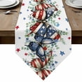 thumbnail image 1 of Table Runners 90 Inches Long, Navy Blue Butterfly 4th of July Cotton Linen Kitchen Dining Coffee Table Runner for Party Home Decor, Independence Day Star Tabletop Dresser Scarves Runner 13x90 Inch, 1 of 9