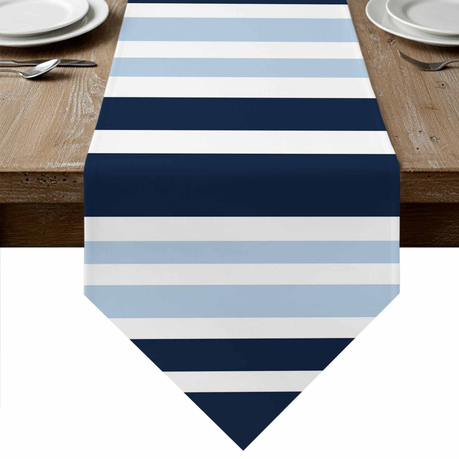 Table Runners 90 Inches Long, Navy Blue Cotton Linen Kitchen Dining ...
