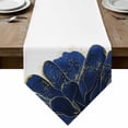 thumbnail image 1 of Table Runners 90 Inches Long, Navy Blue Gold Cotton Linen Kitchen Dining Coffee Table Runner for Party Home Decor, Abstract Line Art Troditional Ink Painting Tabletop Dresser Scarves 13x90 Inch, 1 of 9