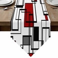 thumbnail image 1 of Table Runners 90 Inches Long, Red Geometric Cotton Linen Kitchen Dining Coffee Table Runner for Party Home Decor, Modern Black Gray Abstract Striped Art Tabletop Dresser Scarves Runner 13x90 Inch, 1 of 9