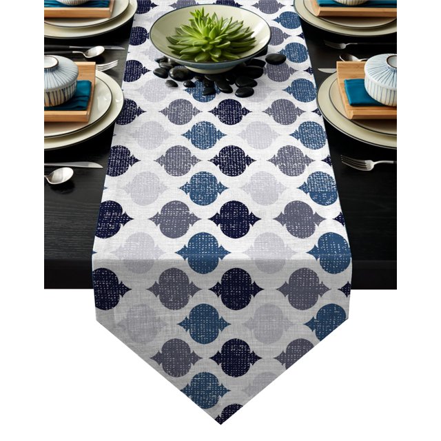 Table Runners Modern Indigo Gray Morocco Pattern Table Runner rations