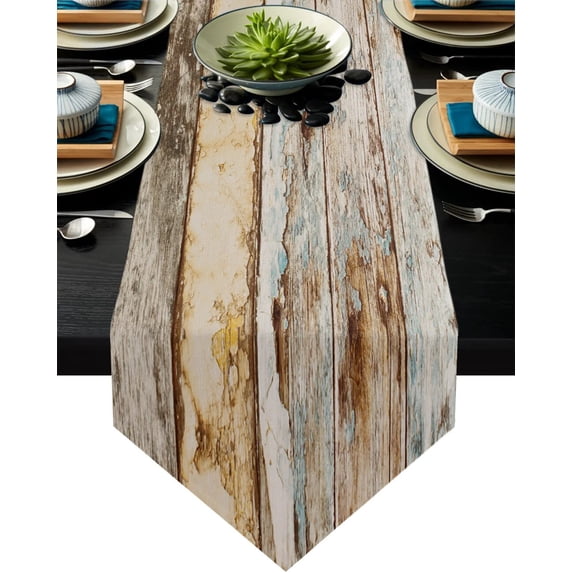 Table Runners Modern Vintage Wood Texture Crack Tablecloths Creative Table Runner Table Decoration Party Holiday Table Decor