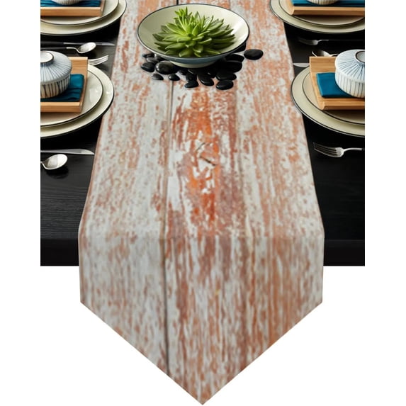 Table Runners Modern Vintage Wood Texture Orange Tablecloths Creative Table Runner Table Decoration Party Holiday Table Decor