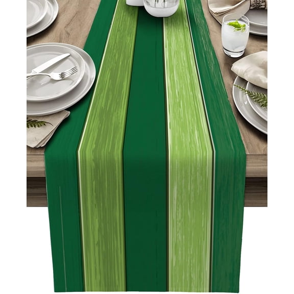 Table Runners Small 13X36 Inches Forest Lime Green,Cotton Linen Farmhouse Retro Rustic Barn Wood Texture Tablecloths Non-Slip Party Table Decorations for Kitchen,Home,Dining,Outdoor,