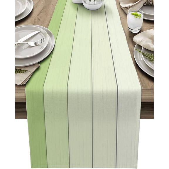 Table Runners Small 13X36 Inches Pastel Green,Cotton Linen Farmhouse Retro Rustic Barn Wood Texture Tablecloths Non-Slip Party Table Decorations for Kitchen,Home,Dining,Outdoor,
