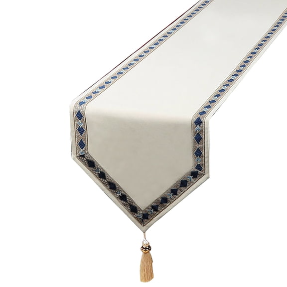 Table Runners,Solid Color Flannel Tassel Table Runners With Edge Design,Anti-slip Dust-proof Table Runner For Teahouse TV Cabinet Dining Table -Beige-33x100cm
