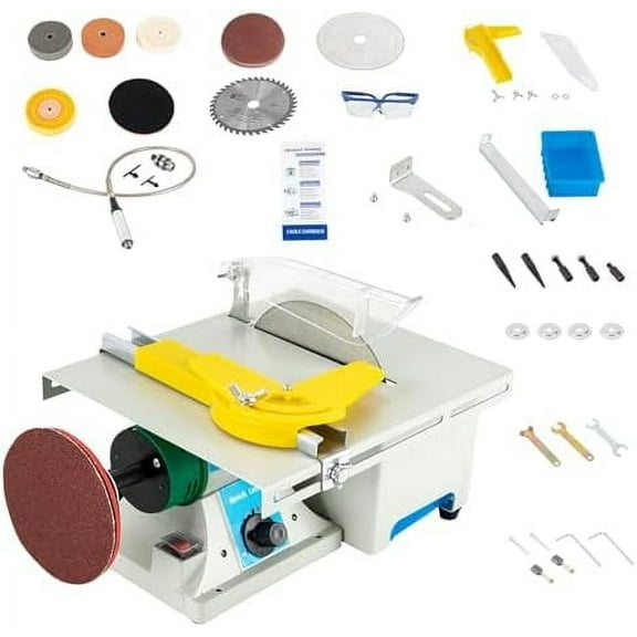 Table Saw, Gem Jade Grinder Polisher for Cutting Rocks, Rock Cutting Saw with Blade, Adjustable Speed Cutting Machine 800-10000rpm, Lapidary Saw for Cutting Grinding Engraving Polishing Drilling