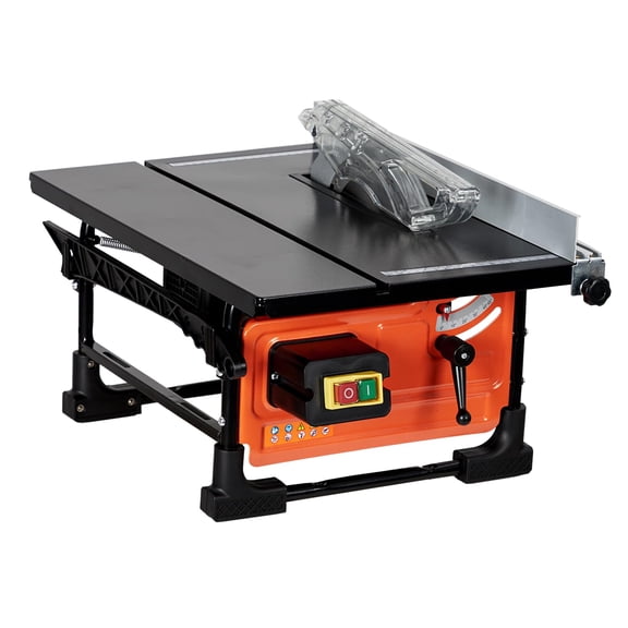 Table Saw for Jobsite, 8 in 6.7-Amp Copper Motor, Cutting Speed Up to 3576RPM, 24 T Blade,Compact Portable Table Saw Kit With Sliding Miter Gauge, for Diy Woodworking, Orange