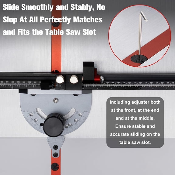 Table Saw Miter Gauge with Micro Adjustable Flip Stop and Extendable Fence and Quick Angle Stop for Table Saw Band Saw Router Table Fit 3/8 x 3/4" T Slot for Miter Cut,Woodworking Crosscut