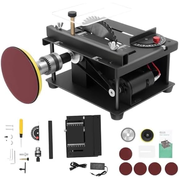 Table Saws Professional Mini Table Saw & Sander,Evolution Table Saw,Portable Saw Station for Crafts,motor control for grinding,cutting, Angle and Speed Adjustable,for Wood/Acrylic/PCB