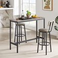Table Set for 2 with 2 PU Upholstered Stools Pub Bistro Dinning Table