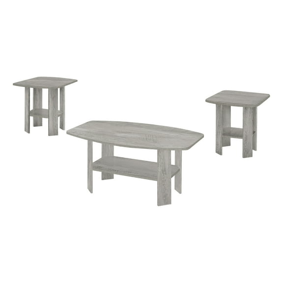 Table Set, 3-Piece Grey Laminate Set for Living Room, Modern Coffee, Side & End Tables