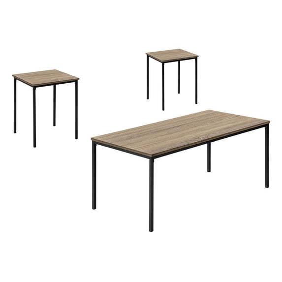 Table Set, 3pcs Set, Coffee, End, Dark Taupe Laminate, Contemporary, Modern