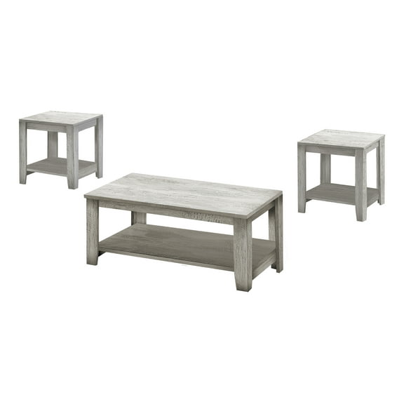 Table Set, 3pcs Set, Coffee, End, Side, Accent, Living Room, Grey Laminate, Transitional