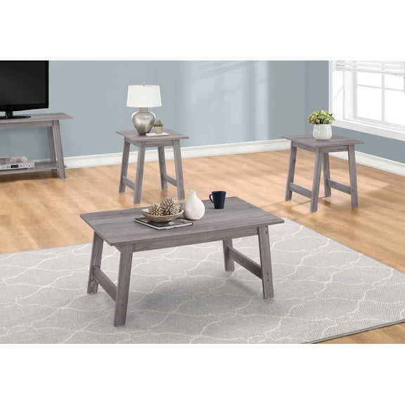 Table Set, 3pcs Set, Coffee, End, Side, Accent, Living Room, Grey Laminate, Transitional
