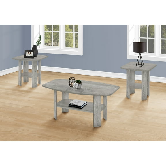Table Set, 3pcs Set, Coffee, End, Side, Accent, Living Room, Grey Laminate, Transitional