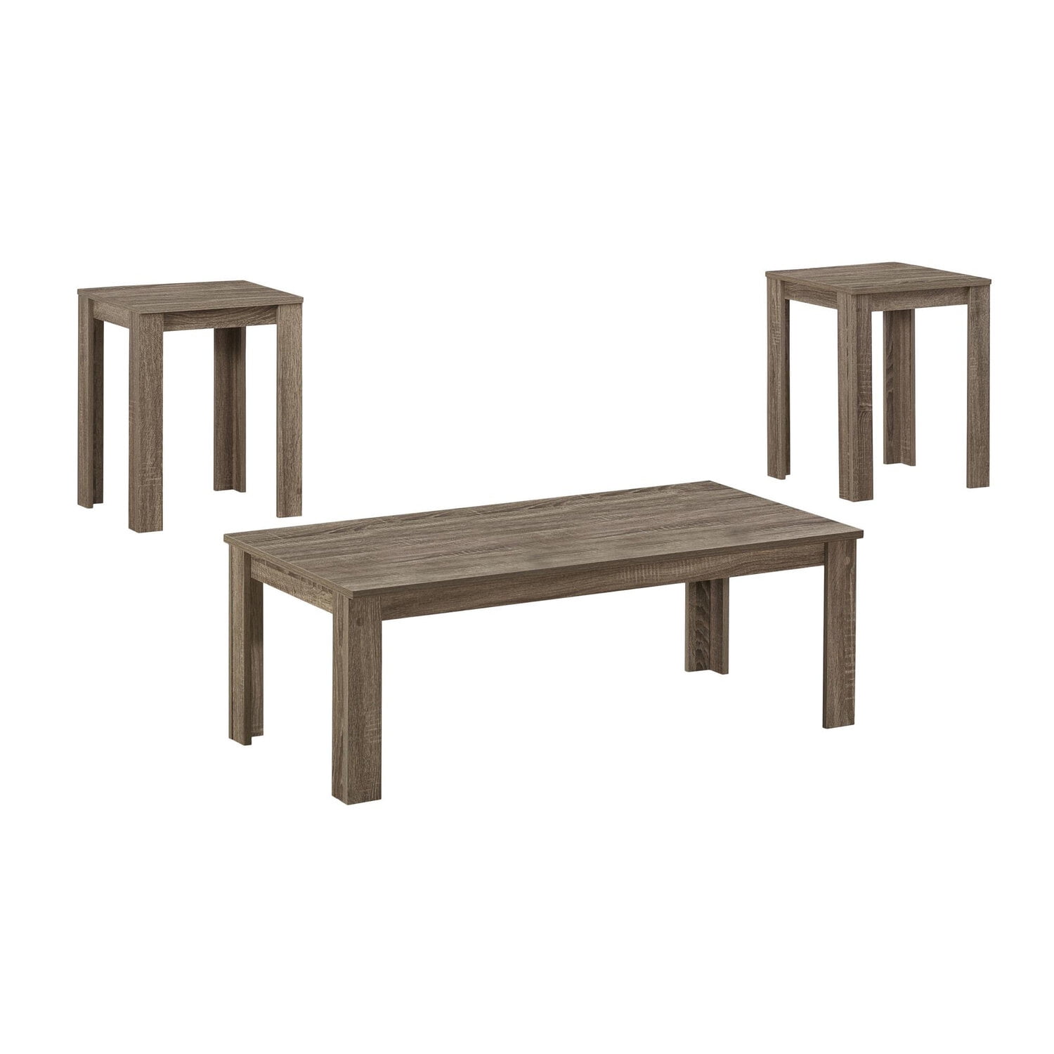 Transitional Dark Taupe 3-Piece Coffee and End Table Set