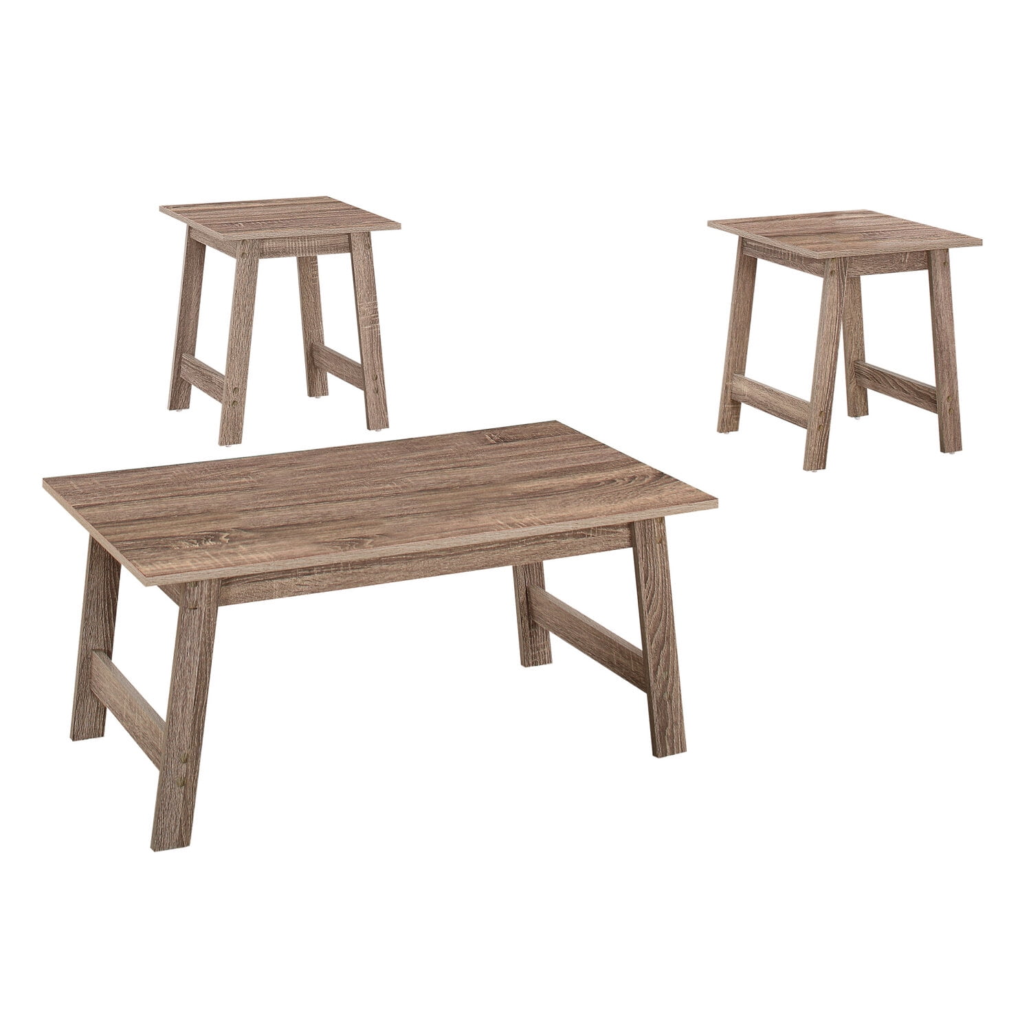 Modern Minimalist Dark Taupe 3-Piece Coffee and End Table Set