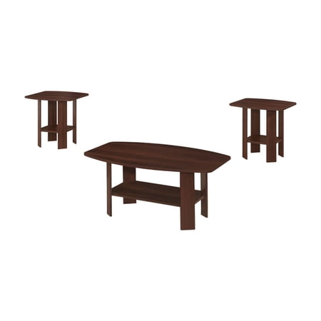 Set of 3 Brown Cherry Wood Tables 35.5"