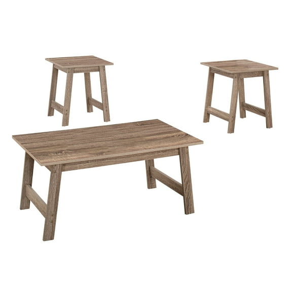 Table Set 3pcs Set Coffee End Side Accent Living Room Laminate Brown