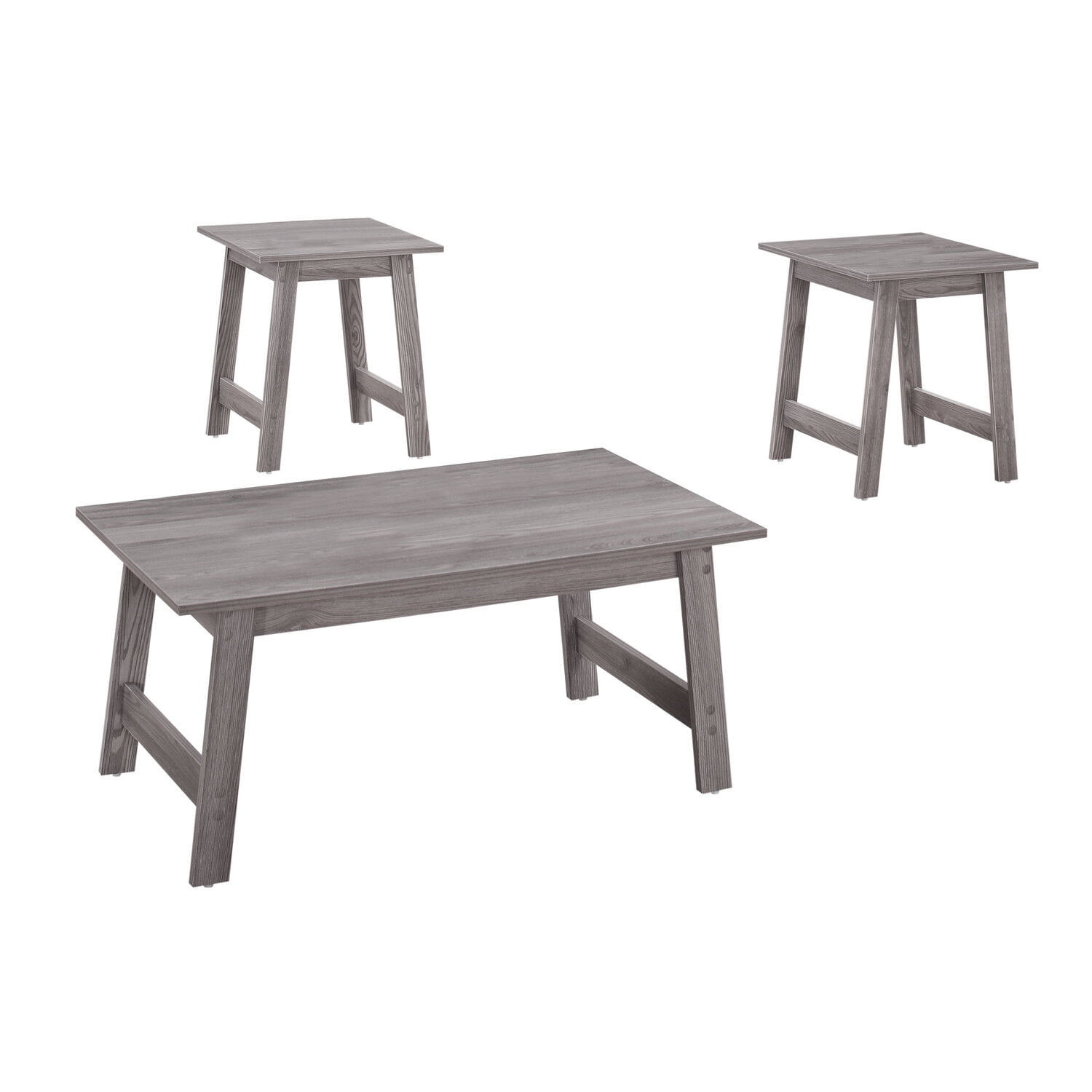 Gray Distressed Wood Look 3-Piece Coffee and End Table Set