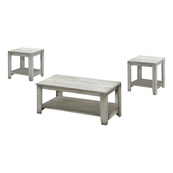 Table Set, 3Pcs Set, Coffee, End, Side, Accent, Living Room, Laminate, Grey, Transitional