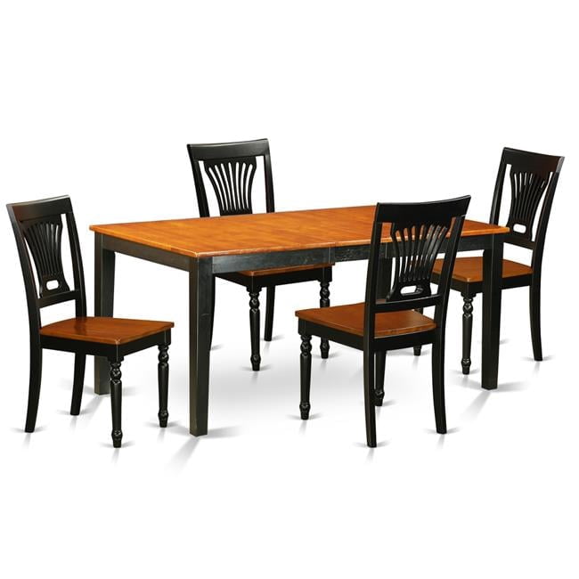 Table Set - Dining Table & 4 Wooden Chairs, Black & Cherry - 5 Piece ...