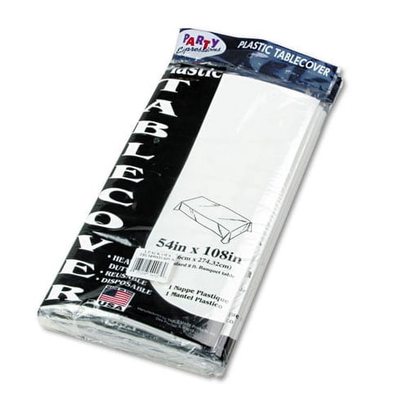 Table Set Rectangular Table Cover, Heavyweight Plastic, 54" X 108", White, 6/pack | Bundle of 10 Packs