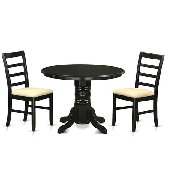 Table Set with 2 Dining Table & 2 Chairs, Black - 3 Piece