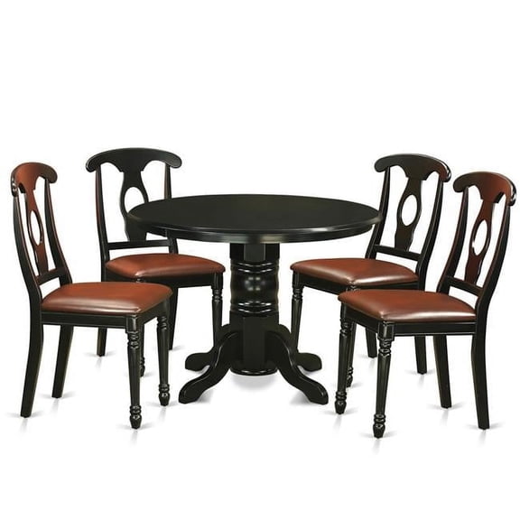 Table Set with 4 Dining Table & 4 Chairs, Black - 5 Piece
