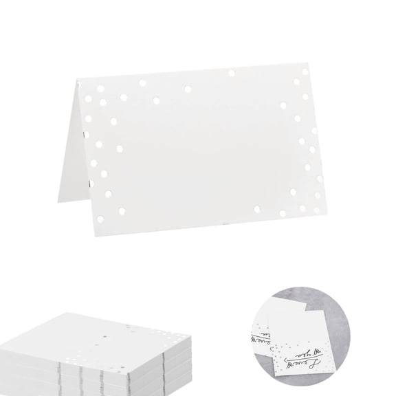 Table Setting Cards,QZS Silver Portable Blank Name Cards for Table,Pack of 50 Durable Tent Cards for Bridal Shower,Birthday Party
