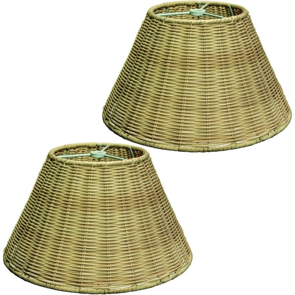 Table Shade,''empire/barrel'' shape 2 pack Rattan Table Lampshades,Wicker Lamp Shade Woven Lampshade Replacement Traditional shades