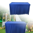 thumbnail image 1 of Table Skirt for 4ft Rectangle Tables - One-Piece Elastic Spandex Table Cover with Ruffles for Banquets, Weddings, Parties & Events - Resistant Tablecloth Skirt, 1 of 6