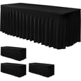 thumbnail image 1 of Table Skirt, Black for 6 Foot Rectangle Tables, 4 Pack - 72 x 30 Inch - Stretch Spandex Fitted Table Clothes, Fabric Table Covers Cocktail Tablecloths for Party, Banquet, Birthday, 1 of 8