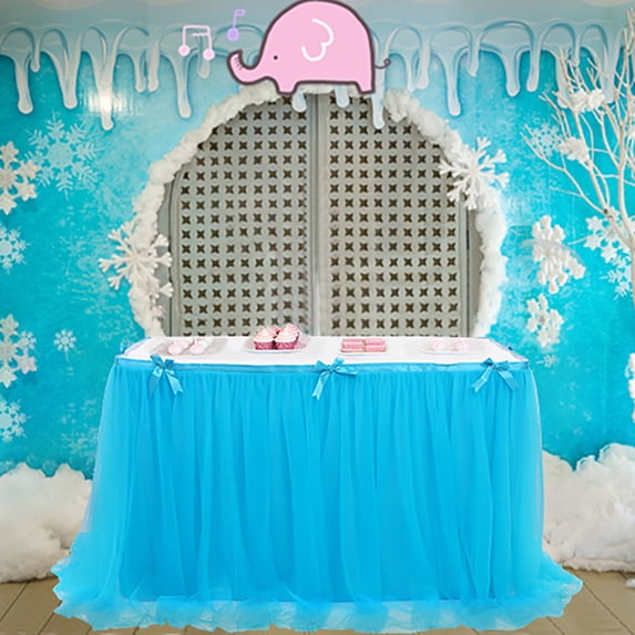 Table Skirt Cozival Table Skirt for Wedding & Party Decor - Festive Dessert Table Decoration for Birthday, Banquet & Buffet, Breathable & Elegant for Rectangle/Round Tables, Party Table Decoration