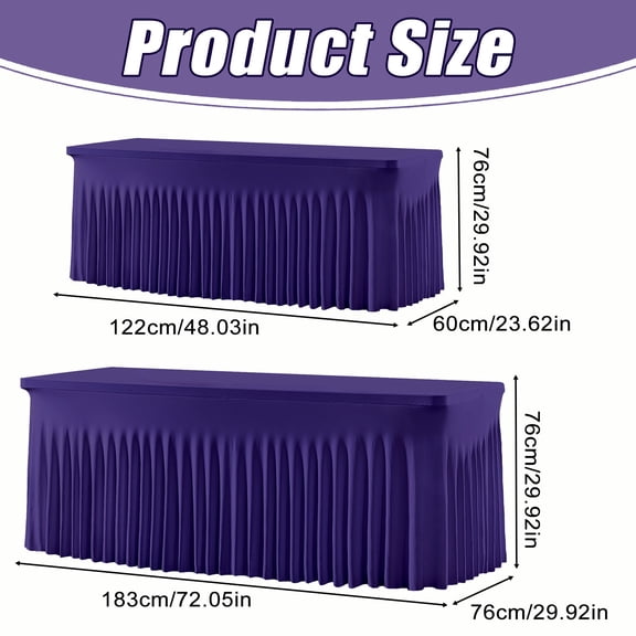 Table Skirt, Elastic Table Skirt for 4 ft Rectangular Tables, Tablecloths Rectangular, Wrinkle-Resistant Washable Tablecloth, Party & Event Fitted Table Cover, Table Cloth for Weddings,Deep Purple