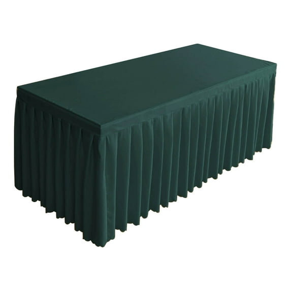 Table Skirt, Plain Banquet Table Cover with Ruffle Design, Long Tablecloth for Event, Conference, Party Decor, 47.2x15.7x29.5 Inches