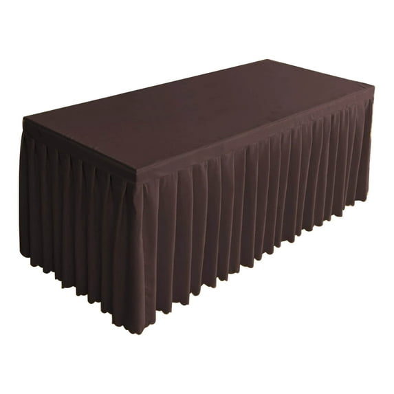 Table Skirt, Plain Banquet Table Cover with Ruffle Design, Long Tablecloth for Event, Conference, Party Decor, 47.2x15.7x29.5 Inches