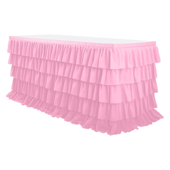 Table Skirt Ruffled Tablecloth,Ruffle Table Skirt for Parties Teacher Desk Skirt Supplies for Princess Birthday Party Cake Dessert Decorations