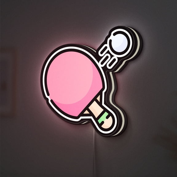 Table Tennis 3D Novelty Light Box, Fun Sport Decor for Game Room or Recreation Area (Width 12 inch, 30cm)