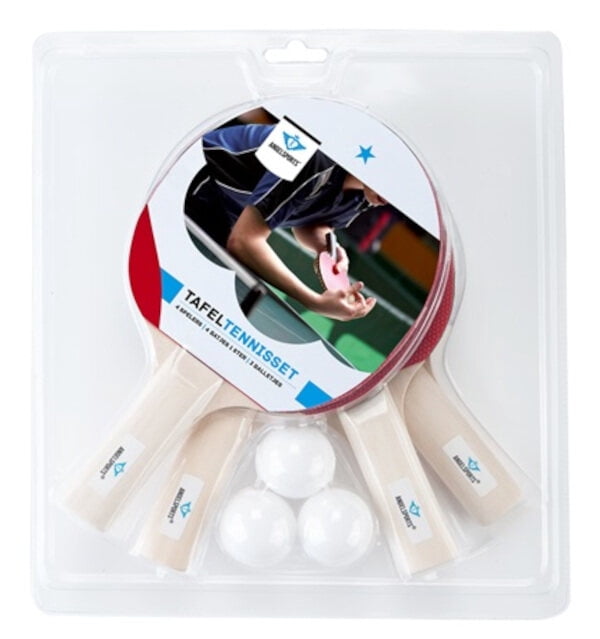 Table Tennis Accessory Pack with 4 x 1 Star Bats and 3 x 40mm Plastic Balls