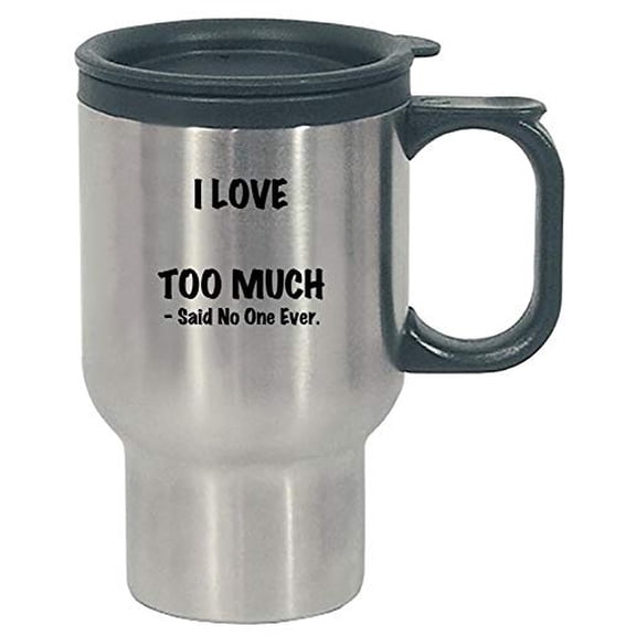Table Tennis Design Gift - I Love Table Tennis Too Much - Sports Present - ping pong - Paddle Theme - Stainless Steel Travel Mug