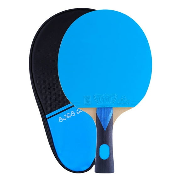 Table Tennis Racket 7-Ply Wood Paddle With FL Long Handle And Colorful Rubber For All-Round Play, Sweat-Absorbing Grip And Medium Sponge Speed Control, Includes Protective Bag(Blue)