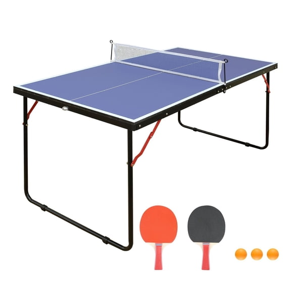 Table Tennis Table Foldable Ping Pong Table Set with Net & Paddles - Indoor Outdoor Game, 54" x 30", Portable