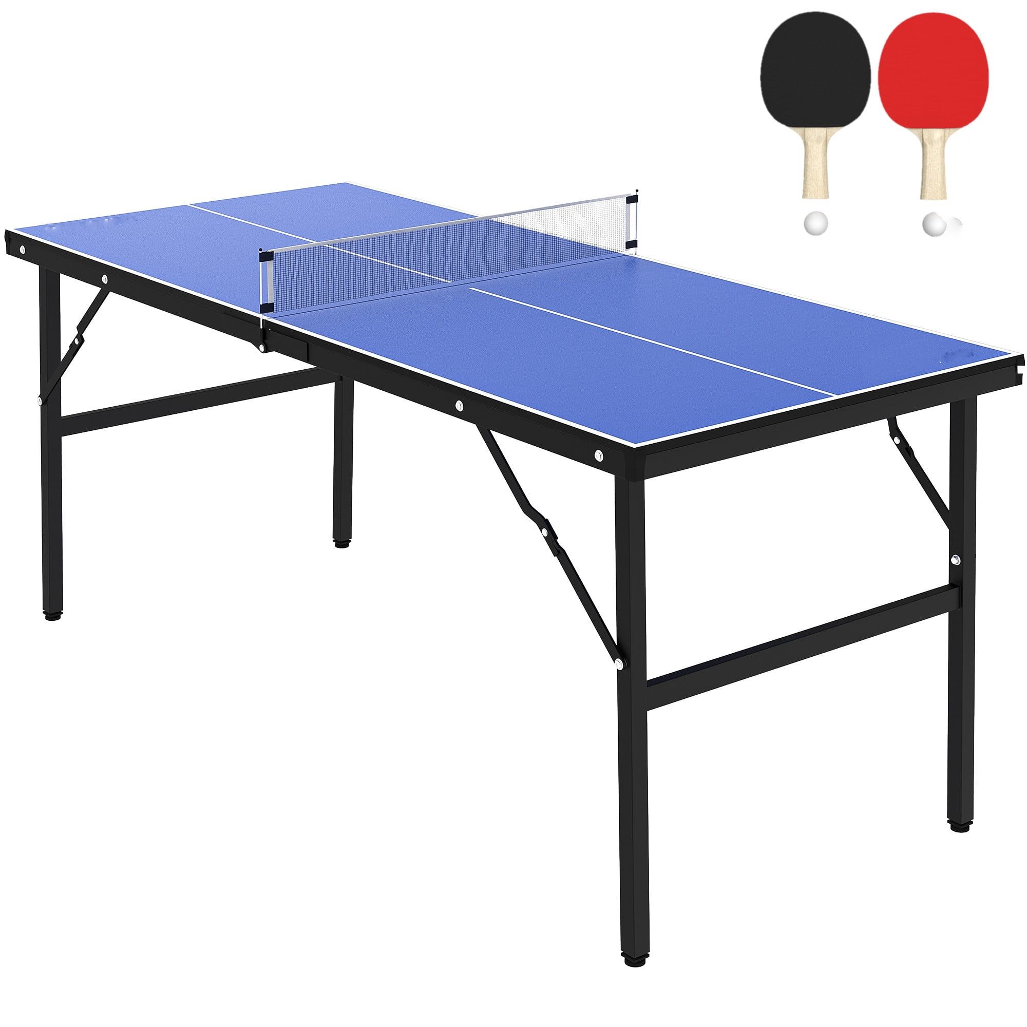 Table Tennis Table Indoor Foldable, Wooden Pin Pong Table with Net