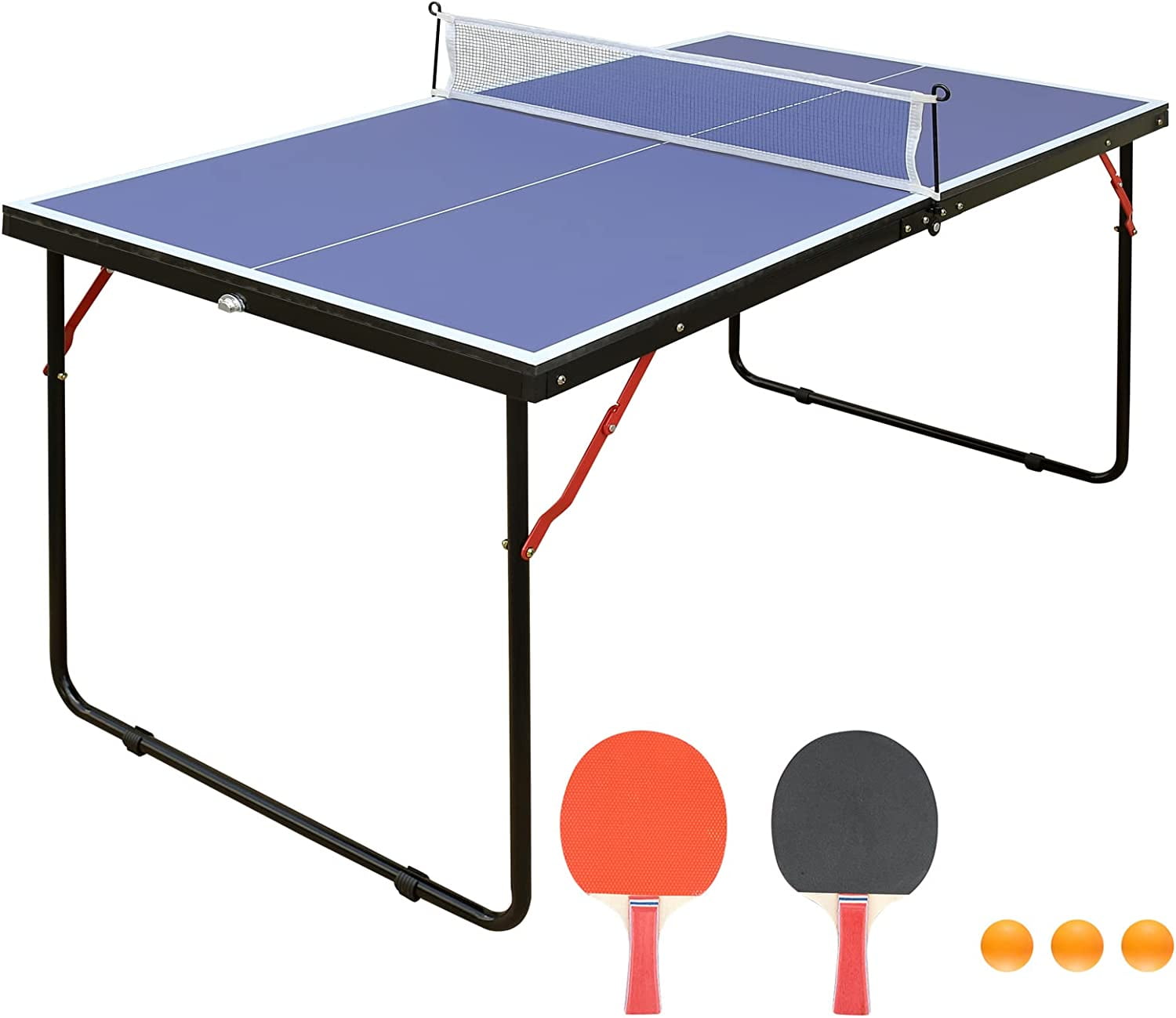 Table Tennis Table Ping Pong Table Foldable Pingpong Table Indoor Outdoor with Net and 2 Ping Pong Paddles