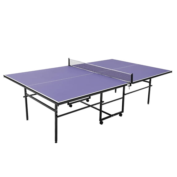 Table Tennis Tables,Full Size Folding Rolling Table Tennis Table Indoor Ping Pong Table with Net Professional Outdoor Table Tennis Tables with 4 Wheels for Easy Movement,Single Player Playback Mode,9'